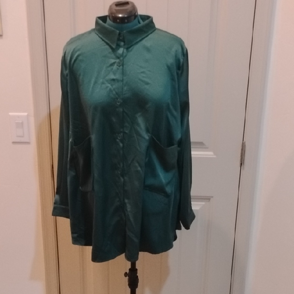 Green Button-Up Shirt